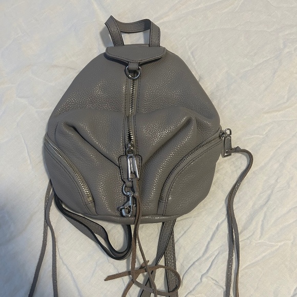 Rebecca Minkoff Gray Leather Mini Julian Backpack - Picture 1 of 3